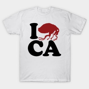 California I FLEE (flea) CA, I Left California, Funny I Love California Parody T-Shirt